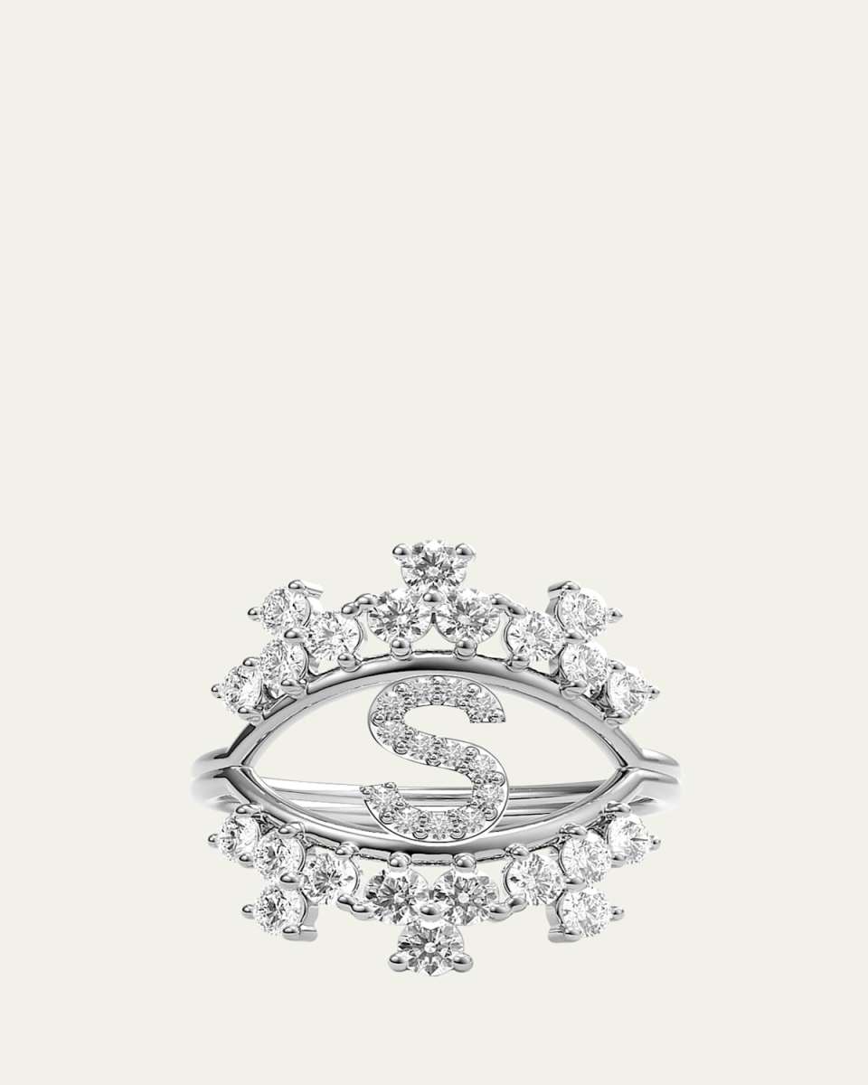 Sara 18K White Gold Diamond Ring, Letter